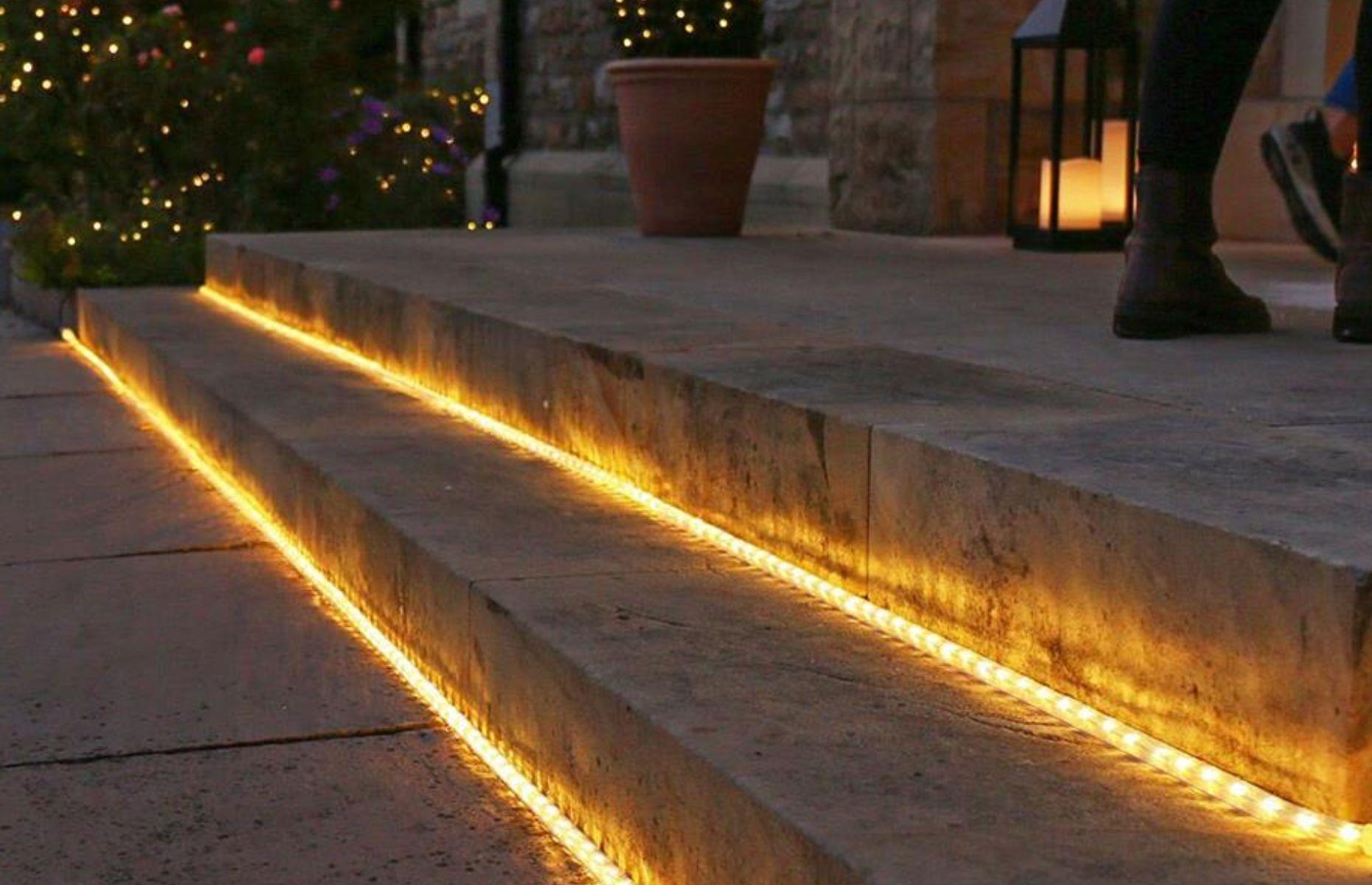 Run LEDs along step treads